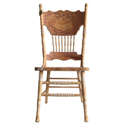 Vintage Wood Pressed Back Chair