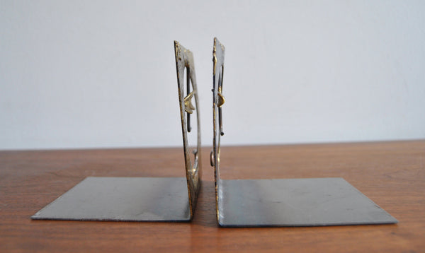 Pair of Vintage Brass Face Bookends