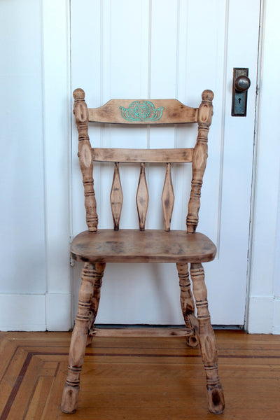 Vintage Wood Chair with Floral Engraving