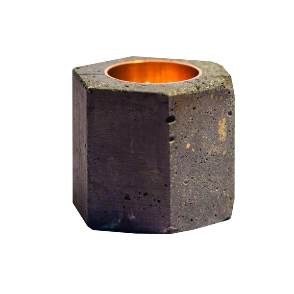 Copper Prism Concrete Candle Holder