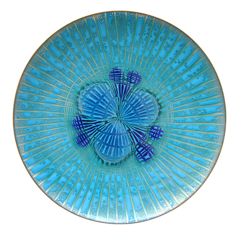 Annemarie Davidson Abstract Blue Enamel Jewels Plate
