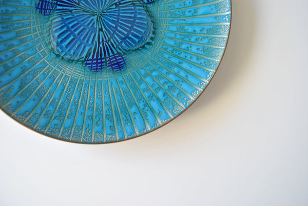 Annemarie Davidson Abstract Blue Enamel Jewels Plate