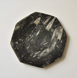 Decorative Fossilized Marble Plate Octagonal Black White